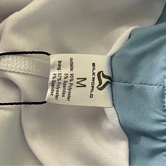 NWT Silkworld Swimming Trunk Compression Liner Size Medium Light Blue White 5.5” - Picture 4 of 8